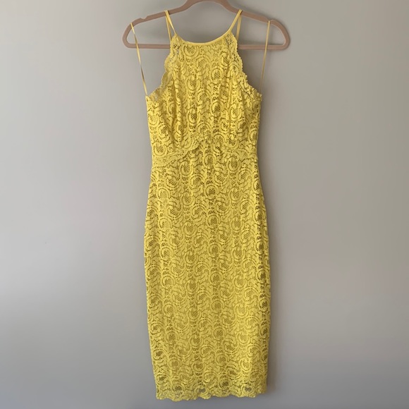 Zara | Dresses | Zara Yellow Lace Midi Dress | Poshmark